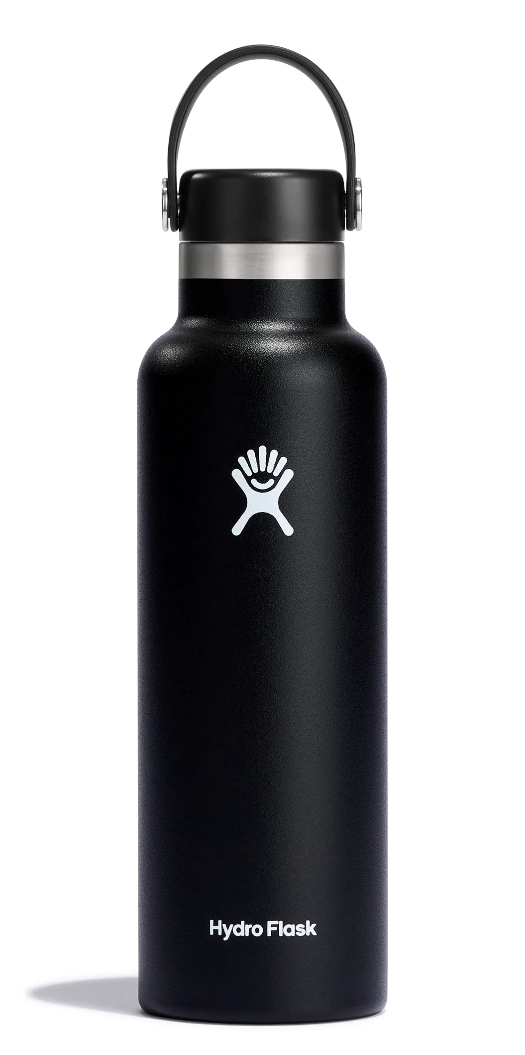Durable Hydro Flask Water Bottle - Insulated Stainless Steel - Non Spill Leakproof in 21 Oz Black Smooth