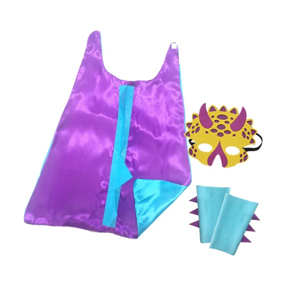 Durable Maxbell Dinosaur Costume Cape Cosplay Stage Performances Carnival Prop for Kids violet and blue Superior