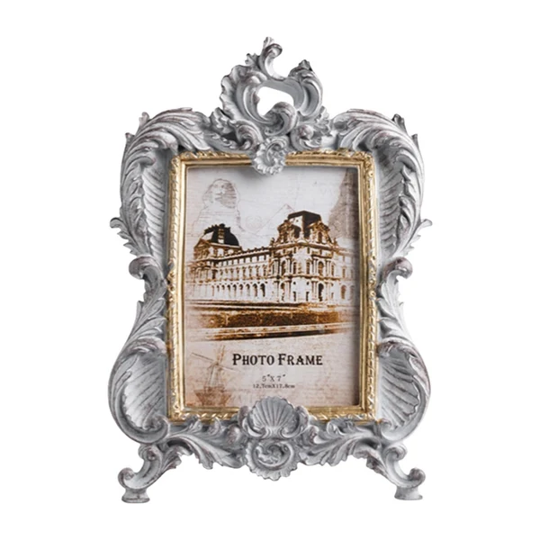 Traditional Maxbell Retro Style Photo Frame Ornate Resin Picture Frame for Bedroom Hallway Decor 6inches Green
