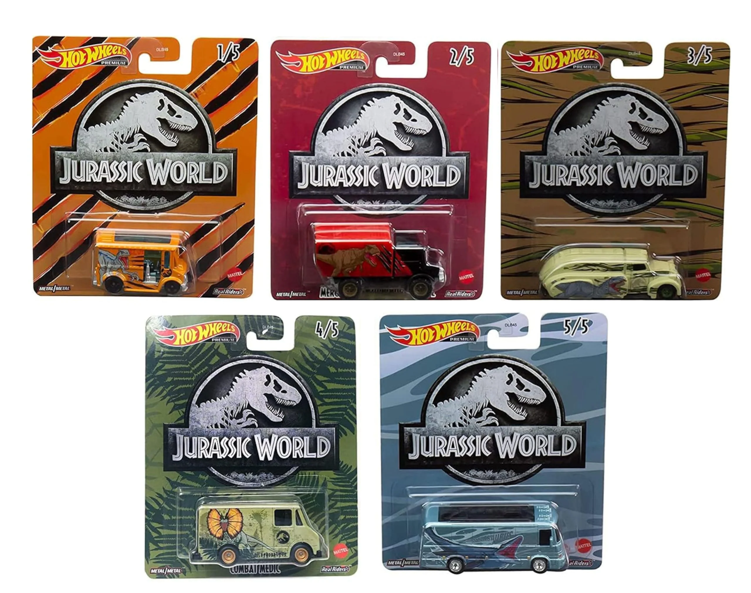 Fine Hot Wheels Jurassic World 2022 Premium Pop Culture Complete 5 Car Diecast Set DLB45-946Q Release Environmentally Friendly