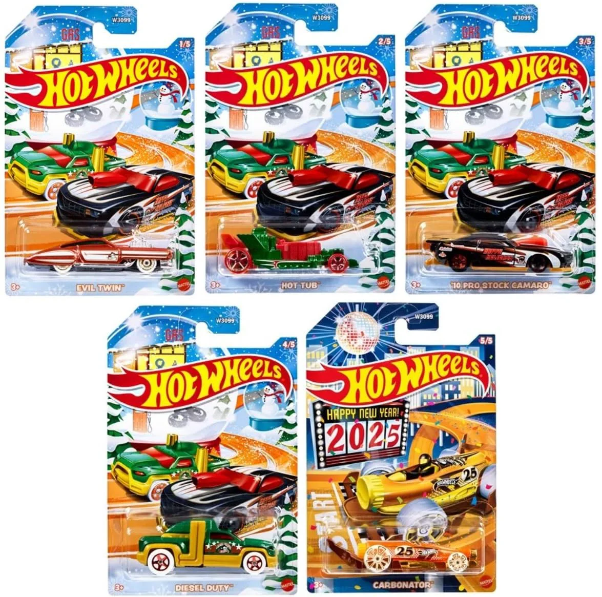 Sustainable Hot Wheels 2024 Happy Holidays Christmas Mix Winter Set of 5 Pack 1 64 Scale Diecast X-mas Fast