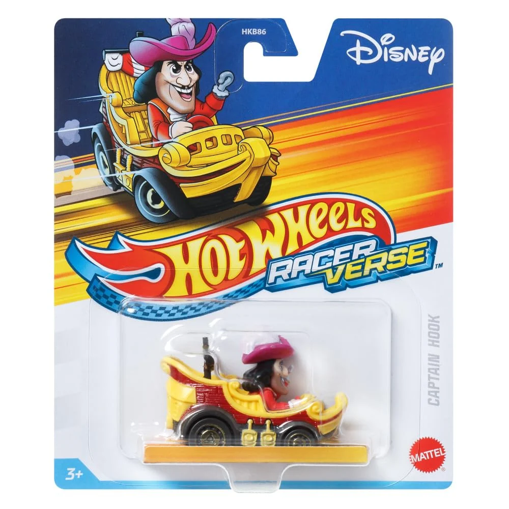 Eco-Friendly Hot Wheels RacerVerse Die-Cast Vehicle with Captain Hook Driver 1 64 Scale Crafted