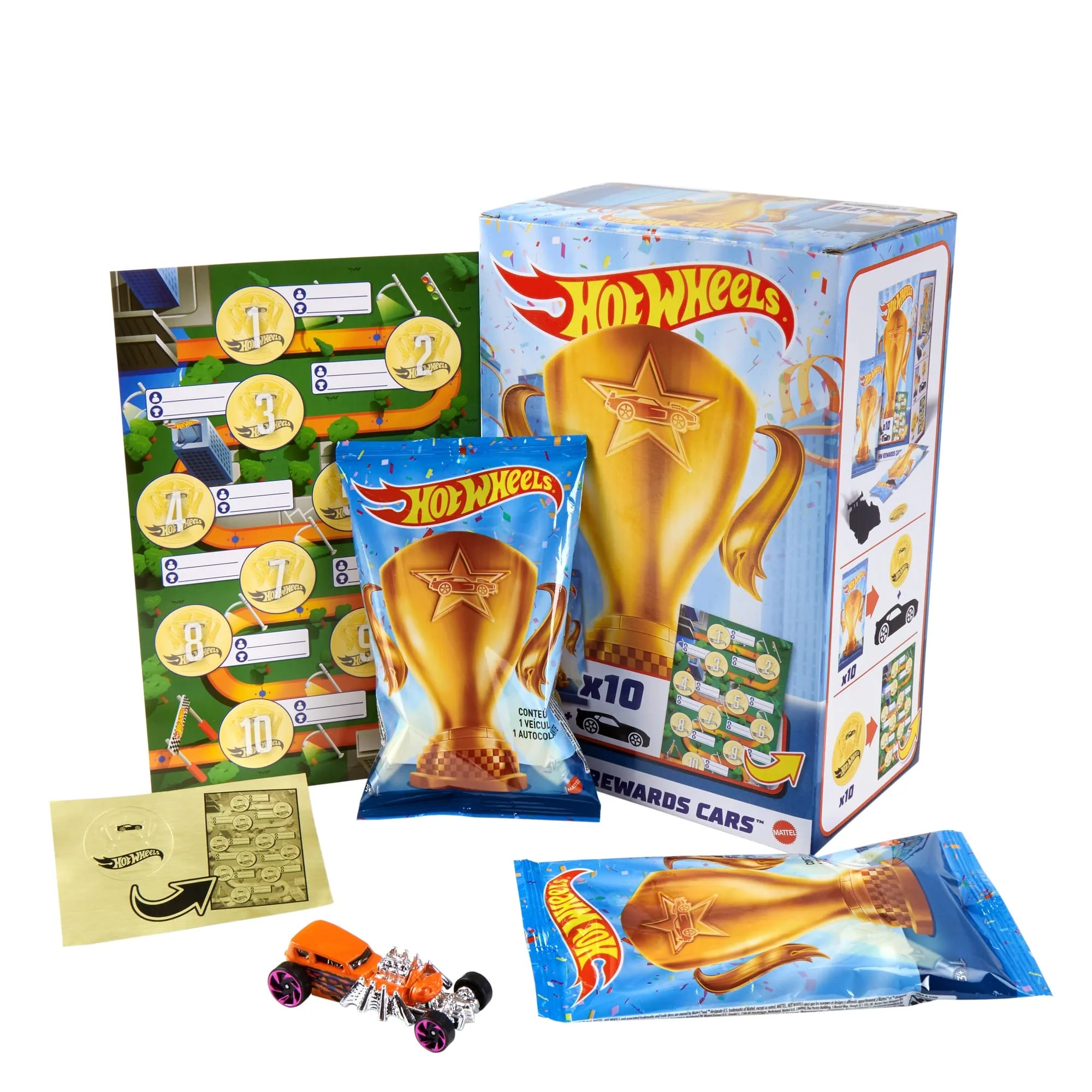 Unique Hot Wheels Rewards Car Pack of 10 Individually Wrapped 1 64 Scale Die-Cast Vehicles in Opaque Bags with Gold Stickers Rewards or Prizes for Kids 3… Luxury