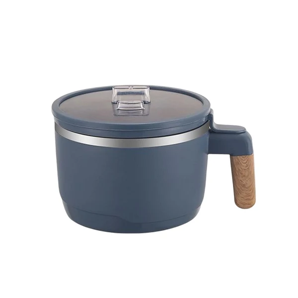 Clean Maxbell Ramen Bowl with Lid Stockpot with Drain Noodles Bowl for Dorm Camping Blue Fine