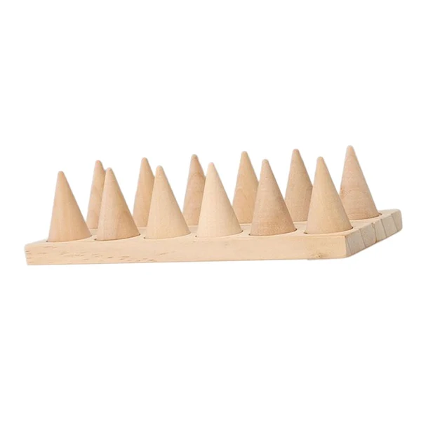 Selected Maxbell Cone Shape Ring Holder Durable Ornament Wooden for Home Retail Shop Dresser 12 Slots Professional