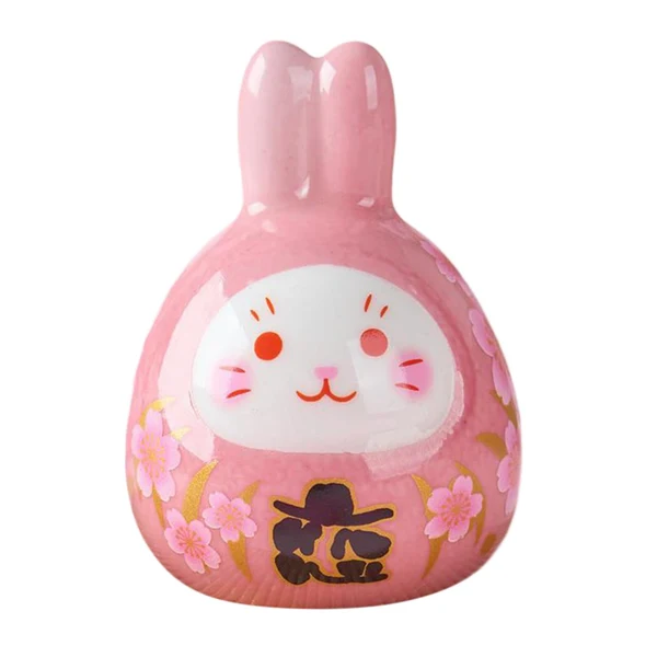 Sophisticated Maxbell Rabbit Statue Desktop Ornament Animal Model for Spring Festival Decor pink Sustainable
