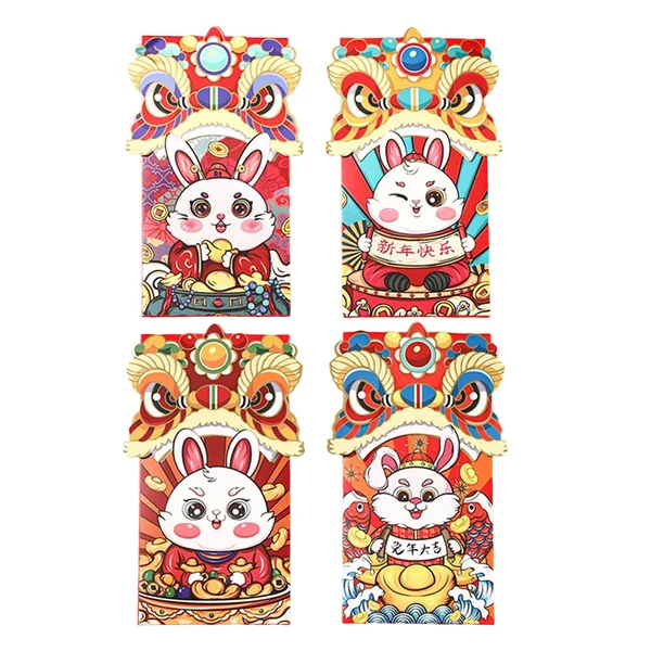Long-Lasting Maxbell 4x Chinese Red Envelopes Packing Bag with Rabbit Patterns for Wedding Style B Premium