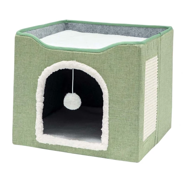 Clean Maxbell Cat Bed Nest Interactive Toy Universal Kennel Scratching Board Winter Light Green High-End