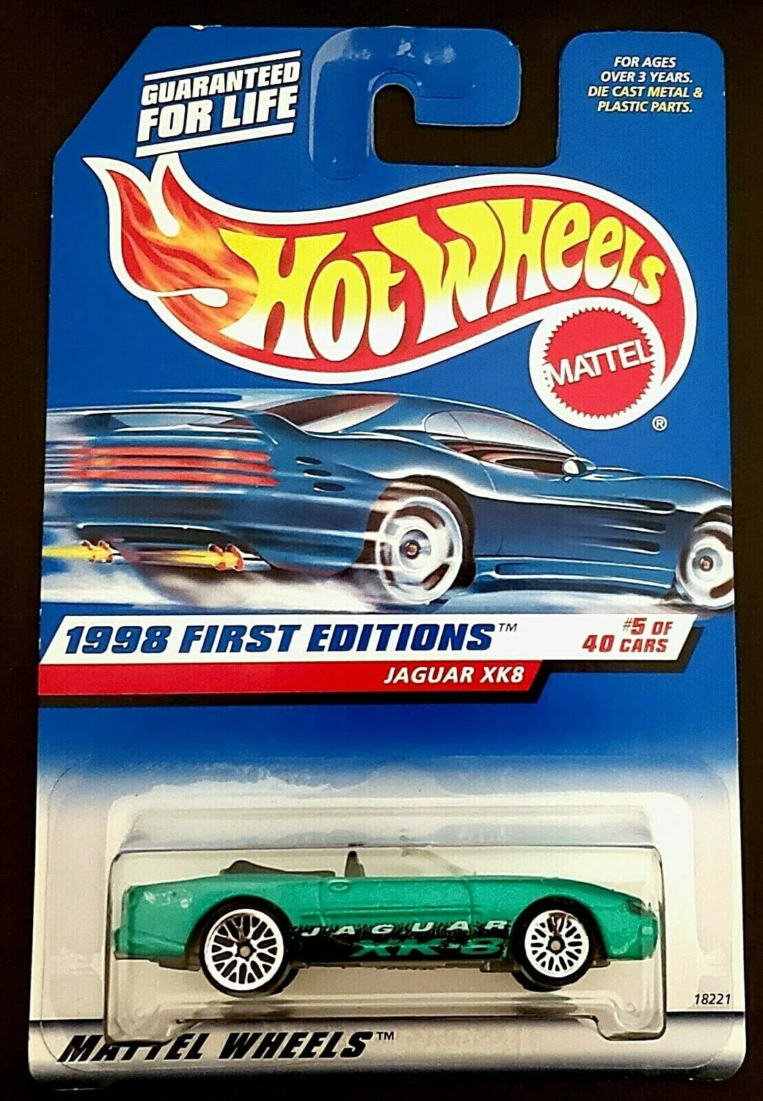 Exclusive Hot Wheels - 1998 First Editions - Jaguar XK8 - 5 of 40 Cars - Green custom Paint - Collector 639 - Limited Edition - Collectible Efficient