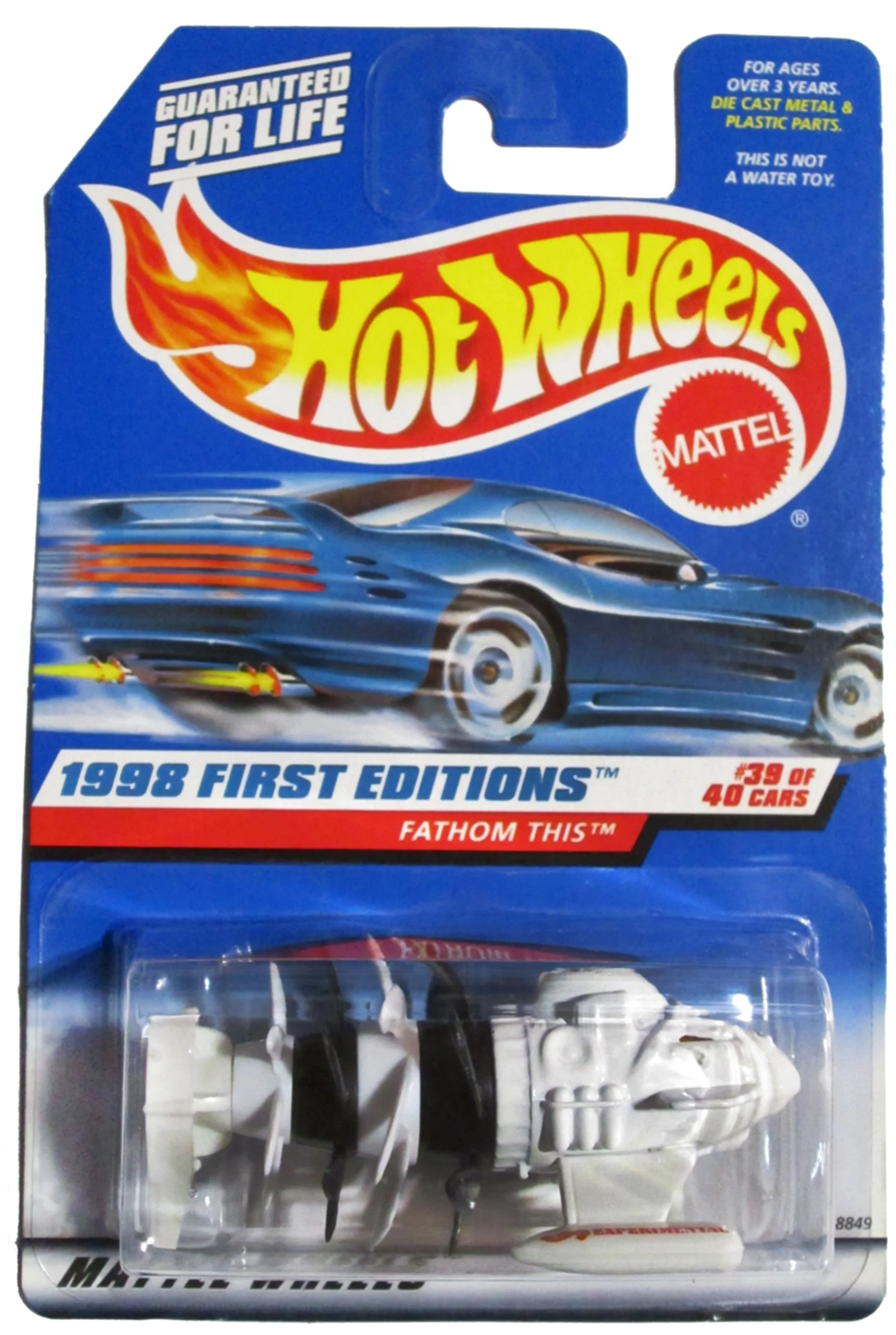 Eco-Friendly Hot Wheels - 1998 First Editions - Fathom This - Experimental - White - 39 of 40 - Collector 682 - Limited Edition - Colelctible Trendy
