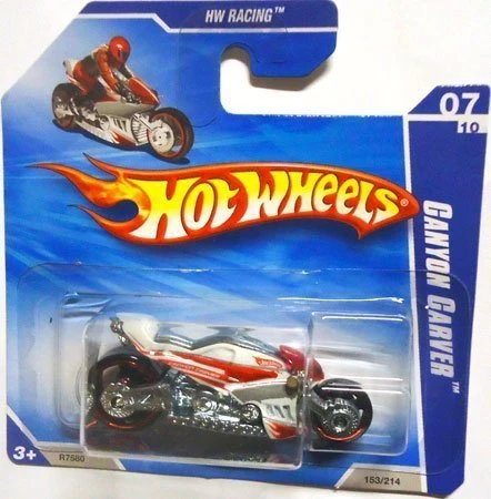 Fashionable Hot Wheels 2010 White Canyon Carver Motorcycle 153 214 HW Racing 7 10 Short Card Classic