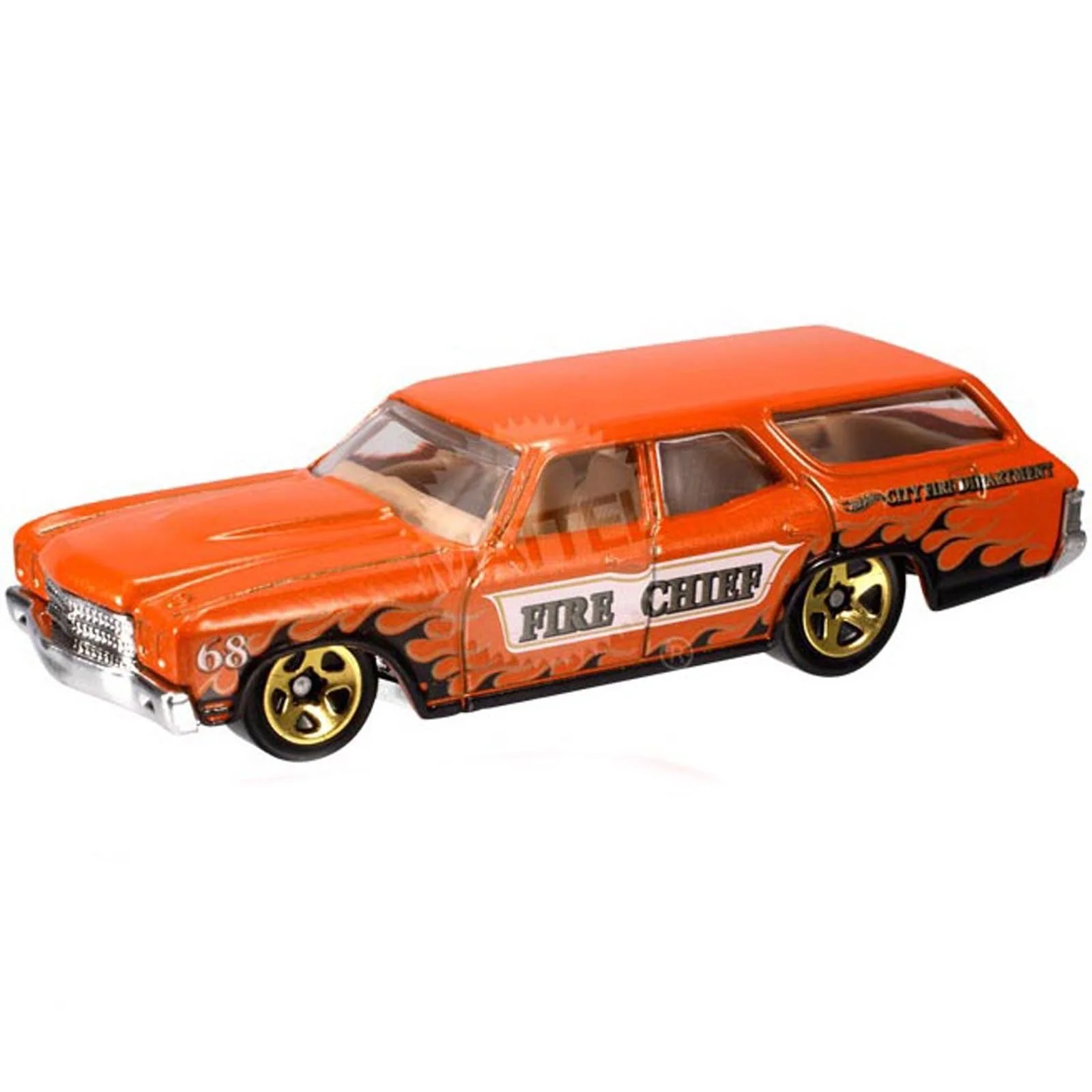 Verified Mattel Hot Wheels Scan Track Card - '70 Chevelle SS Wagon Orange Fire Chief - HW City Works 12 - 2 10 132 247 Scale 1 64 Lightweight