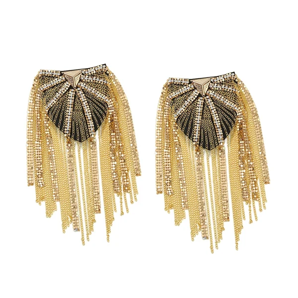 Relaxed Maxbell Tassel Link Chain Epaulet Stylish Uniform Decor for Proms Party Banquets Aureate Reliable