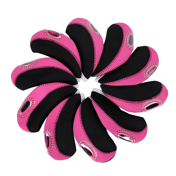 Dependable Maxbell 10 Pieces Golf Iron Headcovers Golf Club Head Cover Golf Accessories Guard Pink Contemporary