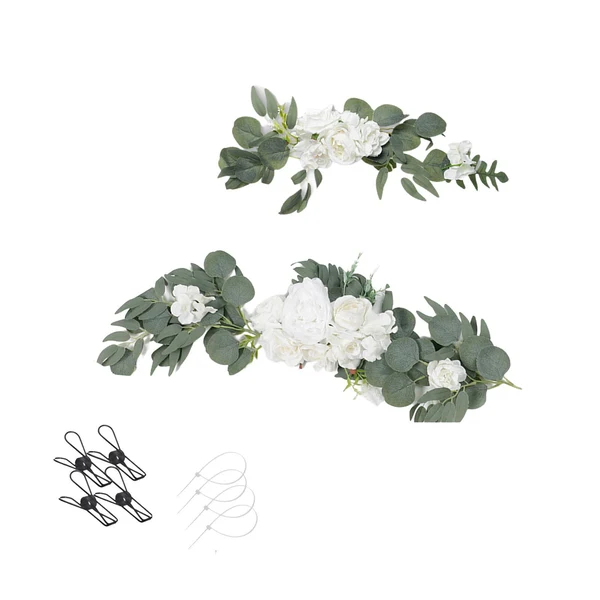 Powerful Maxbell Artificial Flowers Swag Handmade Floral Swag Backdrop for Front Door Wedding White Proven