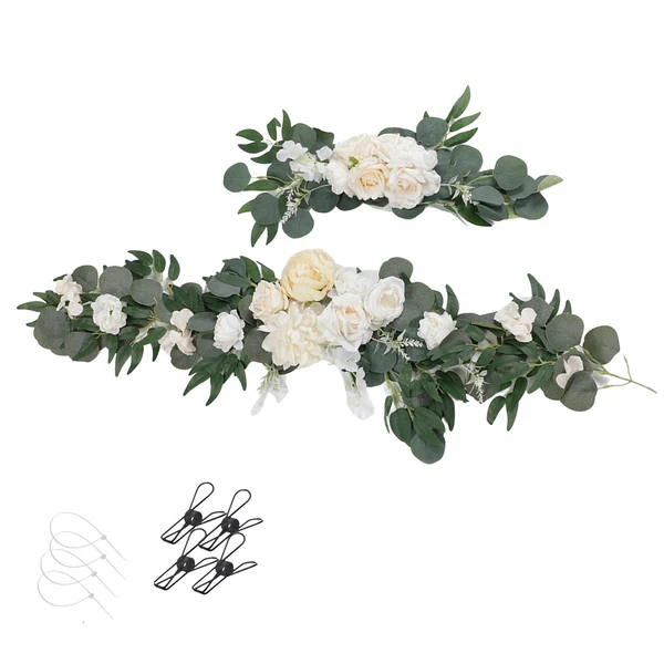 Advanced Maxbell Artificial Flowers Swag Wall Decorative Wedding Arch Flowers for Front Door Champagne Exclusive