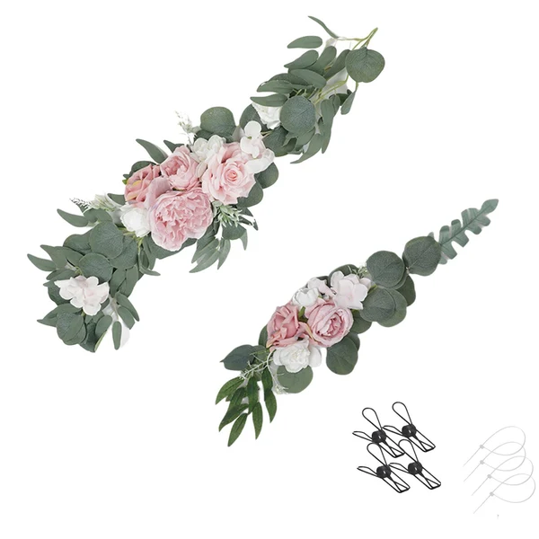 Original Maxbell Artificial Flowers Swag Handmade Floral Swag Backdrop for Front Door Wedding Pink Official