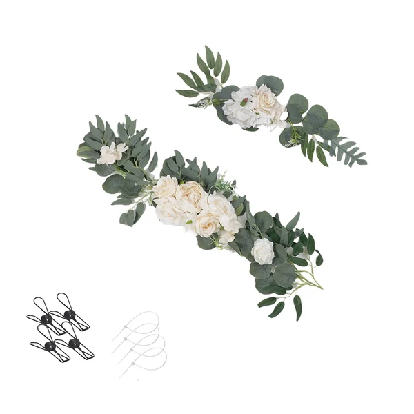 User-Friendly Maxbell Artificial Flowers Swag Handmade Floral Swag Backdrop for Front Door Wedding Champagne Verified