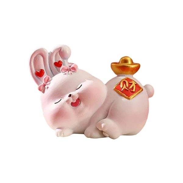 Natural Maxbell Resin Rabbit Statue Car Dashboard Chinese New Year for Easter Decor Ornament Style D Enhanced