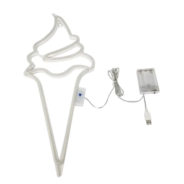 Sophisticated Maxbell Ice Cream Neon Sign Lights 8 Light Modes Wall Hanging Decor Outdoor white and blue Authentic