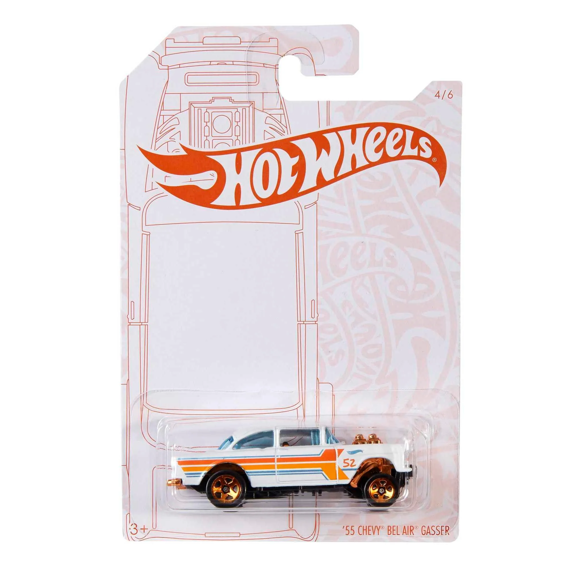 Optimized Hot Wheels 2020 Pearl and Chrome 4 6 - '55 Chevy Bel Air Gasser White Trusted