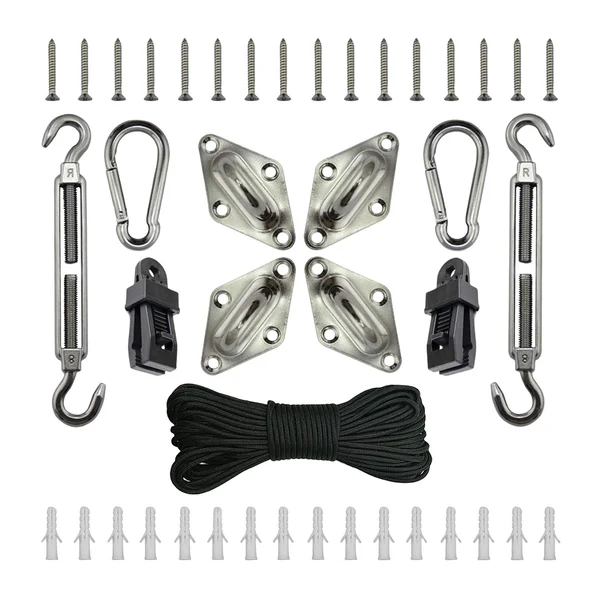 Organic Maxbell shade sail Hardware Kit 43 Pieces for Garden Trees Wall Porch Sturdy Consistent