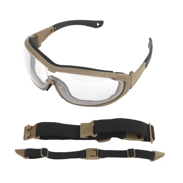 Clean Maxbell Outdoor Goggles Glasses Adjustable Straps Unisex Eye Protection for Camping Brown Clear Innovative