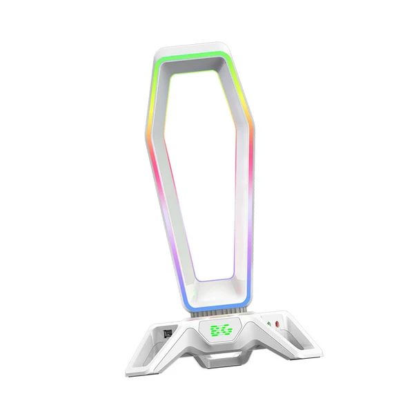 Refined Maxbell Headset Holder Desktop Desktop Display Shelf Desk Gaming for All Headsets White Traditional