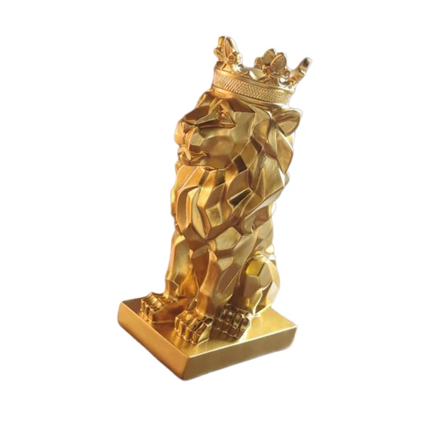 Flexible Maxbell Lion Statue Animal Figurine Collectible Bookshelf Office Gold Elite