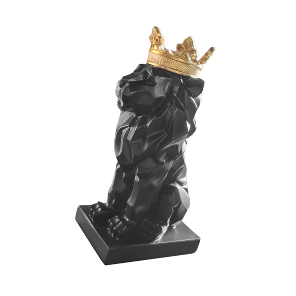 Enhanced Maxbell Lion Statue Animal Figurine Collectible Bookshelf Office Black Luxury