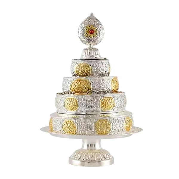 Professional Maxbell Tibetan Buddhism Manza Pan Buddhist ing Table Decor Decoration Ornament Argent Fast