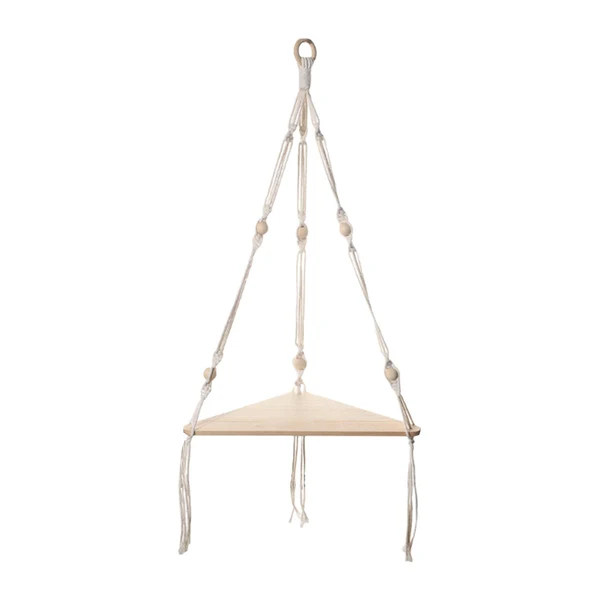 Environmentally Friendly Maxbell Macrame Hanging Shelf Rack Corner Shelf Floating Shelf White for Bookshelf Practical