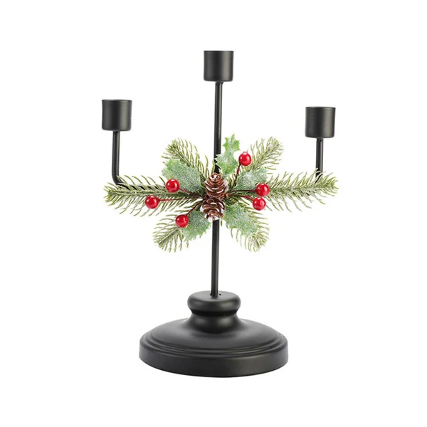 Sustainable Maxbell Christmas Candle Holder Taper Candle Holder Iron Candlestick for Party 3 Heads Height24.2cm Elite