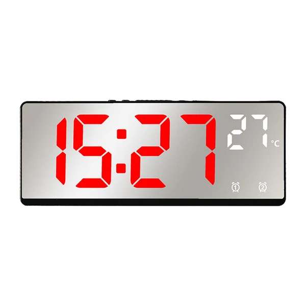Breathable Digital Alarm Clock Desktop Mirror LED Clock for Beside School Hall Festival Red Light Fashionable