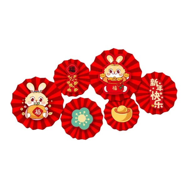High-Quality Maxbell Chinese Decoration Wall Sticker Decals Paper Flowers Fan for Bedroom Decor style A Lightweight