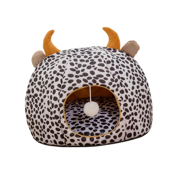 Certified Maxbell Pet Cat Bed Dog House Washable Winter Puppy Kennel Nest for Indoor White Black High-Grade