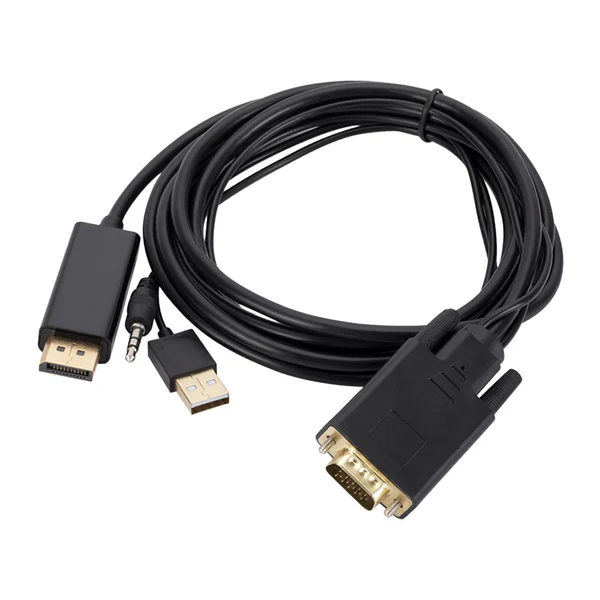 High-Grade Maxbell VGA to DisplayPort Cable 1.8M Male to Male Converter for PC Monitor Laptop Next-Generation