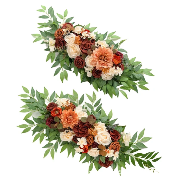 Lightweight Maxbell 2x Artificial Floral Swag Garland for Craft Art Garden Photography Props Orange Certified