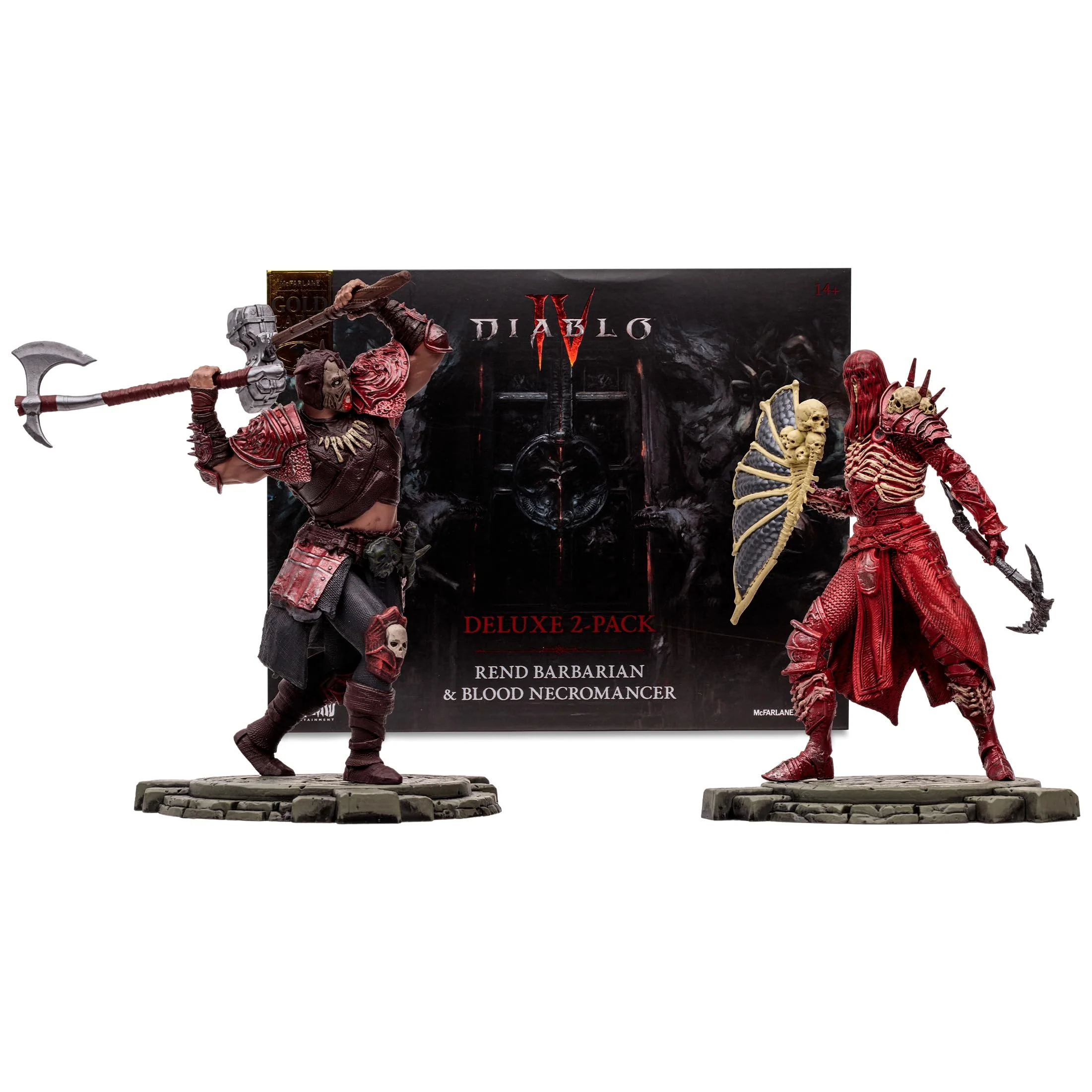 Specialty McFarlane Toys - Diablo IV Rend Barbarian and Blood Necromancer 2pk Gold Label 1 12 Scale Posed Figures Gold Label Amazon Exclusive First-Class