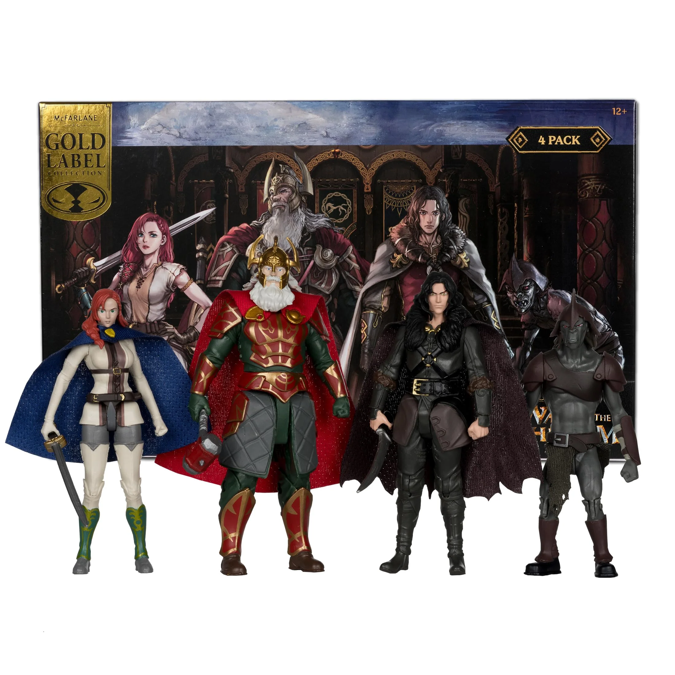 Exclusive McFarlane Toys - The Lord of Rings The War of The Rohirrim 4in Action Figure Gold Label 4 Pack Natural
