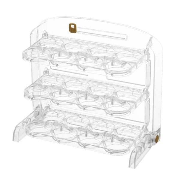 Next-Generation Maxbell Three Layers Egg Tray Dispenser Holder 24 Grid for Kitchen Drawer Household White Elegant