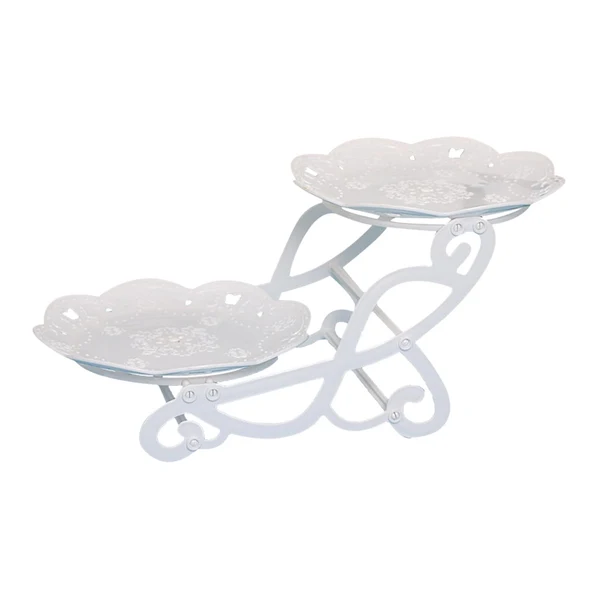 Original Maxbell 2 Tiers Cake Stand Snack Display Tray Dessert Tray for Dessert Afternoon Tea Butterfly Round Trusted