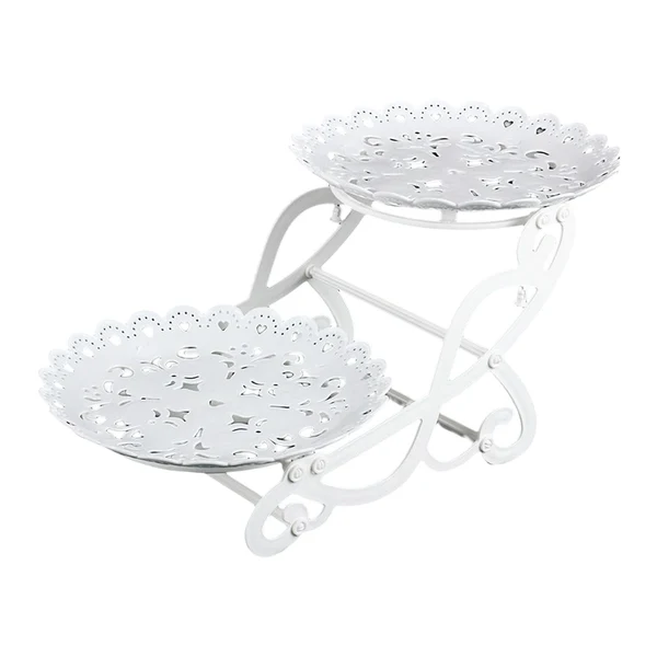 Secure Maxbell 2 Tiers Cake Stand Snack Display Tray Dessert Tray for Dessert Afternoon Tea Heart Round First-Class