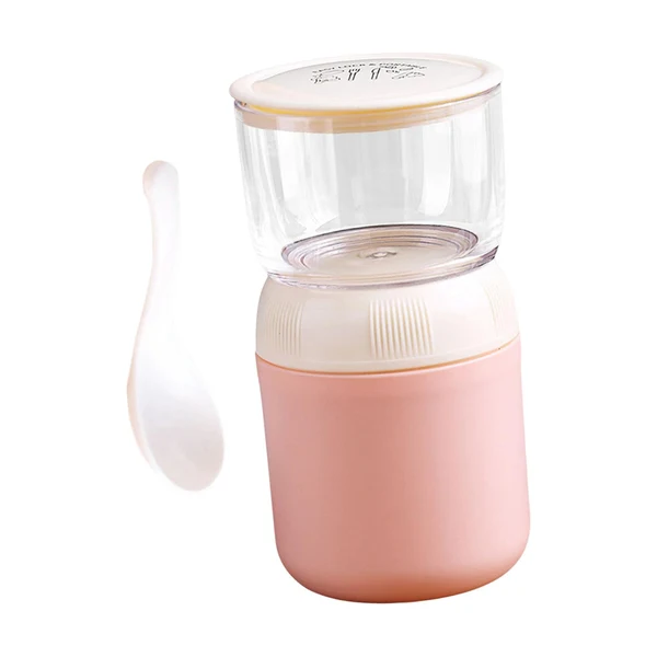 Stylish Maxbell Lunch Pot Yogurt Container Insulated Food Container 2 Tier for Fruit Milk Pink Comfortable