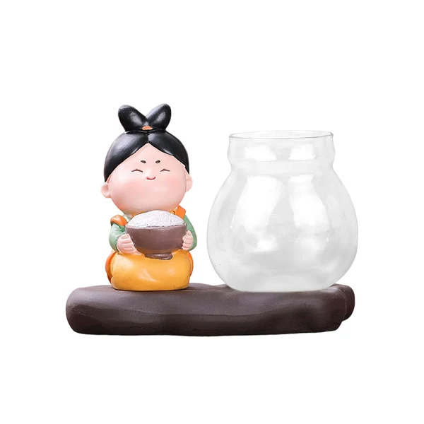 Durable Maxbell Maxbell Creative Cute Tang Girl Hydroponics Vase with Resin Stand Planter Modern StyleA Fine Crafted