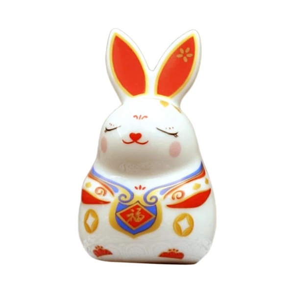 Classic Maxbell Chinese Animal Lucky Rabbit Statue Small Bunny Figurine for Store Decor Red Proven
