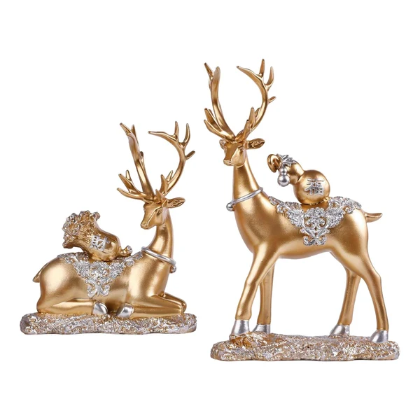 Prestigious Maxbell Reindeer Lover Figurines Decoration Accents Resin Deer Statues for Fireplace Aureate Elite