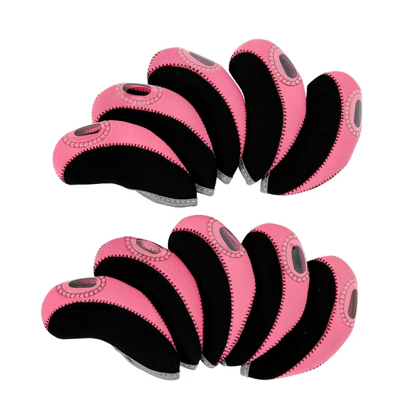 Contemporary Maxbell 10Pcs Golf Irons Head Cover Set with Transparent View Windows black and pink Pure