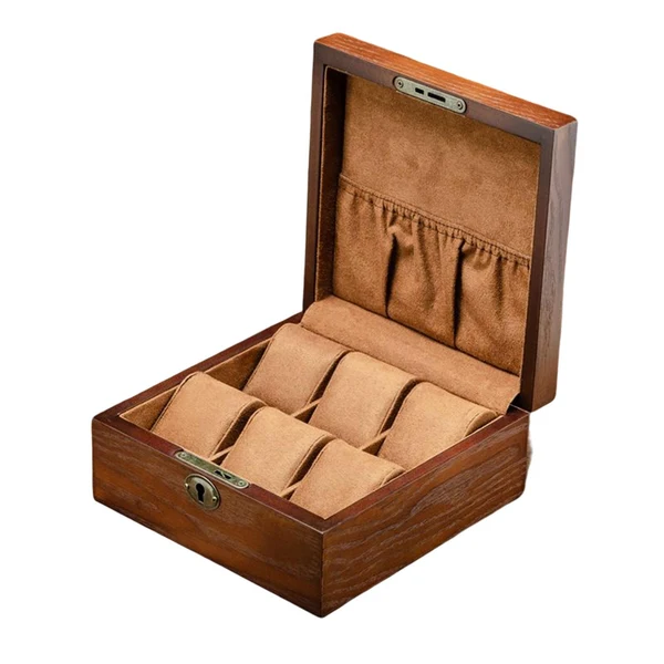 Powerful Maxbell Luxury 6 Slot Wood Watch Box Organizer with Removable Watch Pillow Lockable Square Verified