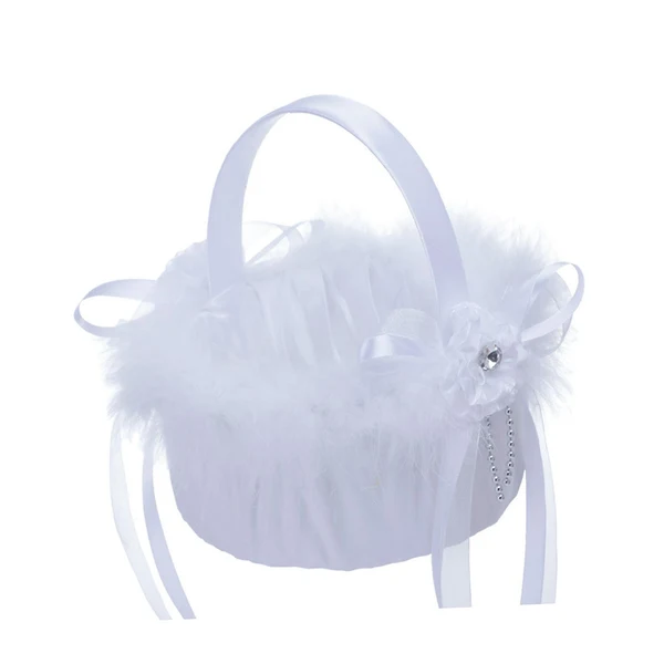 Safe Maxbell Flower Girl Basket Decor Elegant Multipurpose for Bridesmaid Bride Ceremony Fuzz Specialty